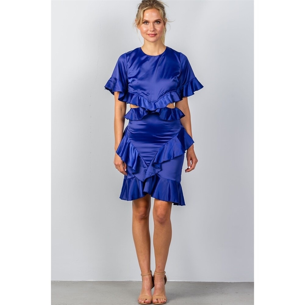 Back cut-out ruffle dress